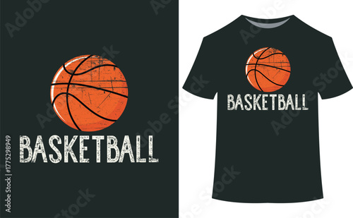 Basketball t-shirt design, vintage distressed style. EPS-10.