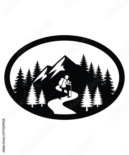 Mountain Range Icon Black Minimalist Vector Art