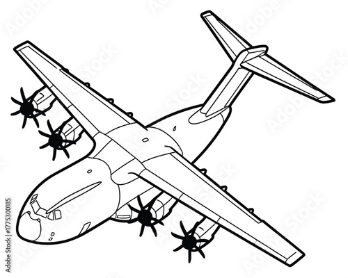 Airbus A400M Atlas Plane Line Art Illustration