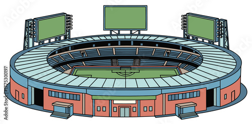 Football stadium illustration, a vibrant, modern, and iconic icon
