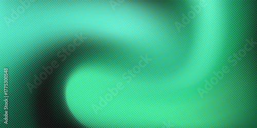 Abstract gradient in shades of green with grainy noise texture. Ideal for digital backgrounds, web design, presentations and various creative projects.