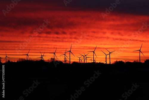 Wind turbines at sunrise