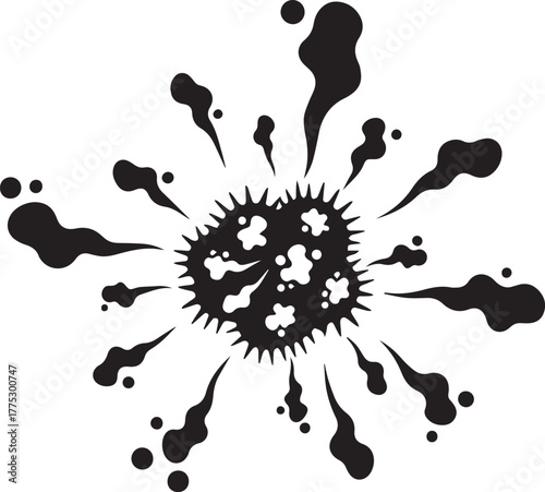 Virus or Bacterium Silhouette – Microbiology Science Icon for Infection, Health, and Education Design