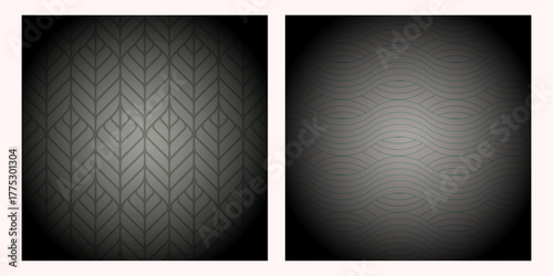 Elegant seamless dark patterns with abstract leaf and wave line designs – modern luxury background for wallpapers, packaging, and interior decoration