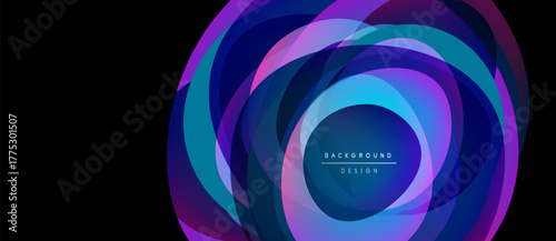 Abstract layers create swirling, colorful design. Purple, blue hues dominate composition. Text reads background design. Modern, vibrant aesthetic.