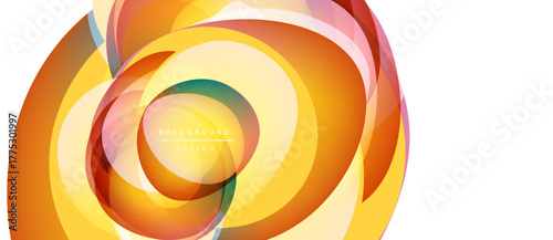 Abstract swirling shapes, vibrant orange hues dominate design. Center text reads background design. Modern, dynamic visual composition.