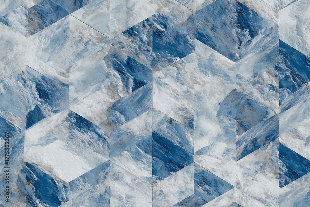 Obraz premium Abstract Blue Marble Geometric Wall Surface Texture Pattern Decorative Background