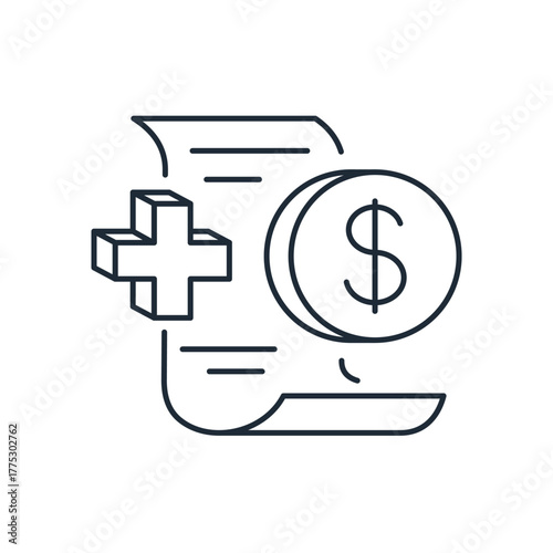 Add funding. Additional payment. Vector linear icon isolated on white background.
