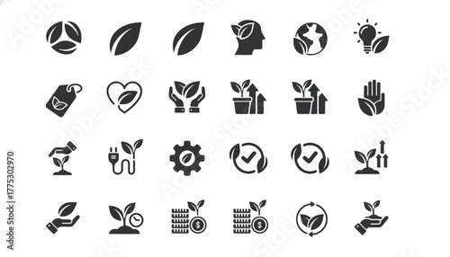 Ecofriendly and sustainability icon set on