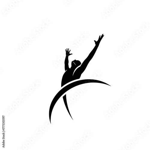 An Ascendant Minimalist Human Silhouette Logo with an Upward Arc Frame for Growth