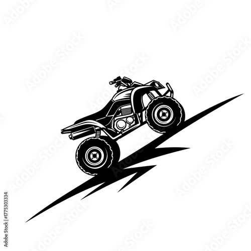  Rugged Adventurous Silhouette of an All-Terrain Vehicle Climbing a Steep Desert Dune