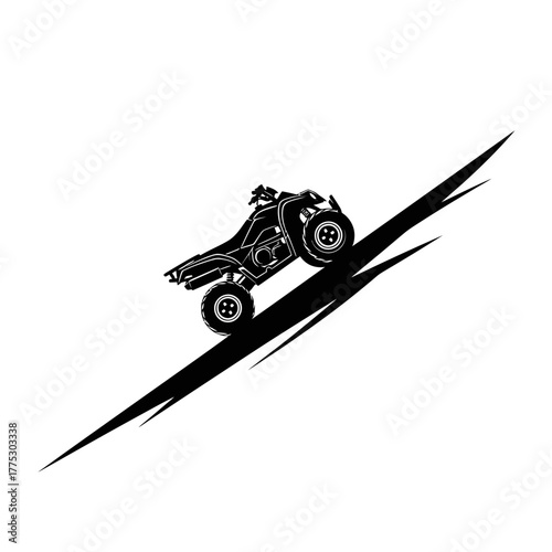 Rugged Adventurous Silhouette of an All-Terrain Vehicle Climbing a Steep Desert Dune 