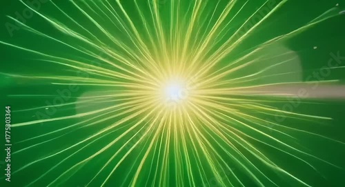 Golden light burst on green-screen background.4k video.


