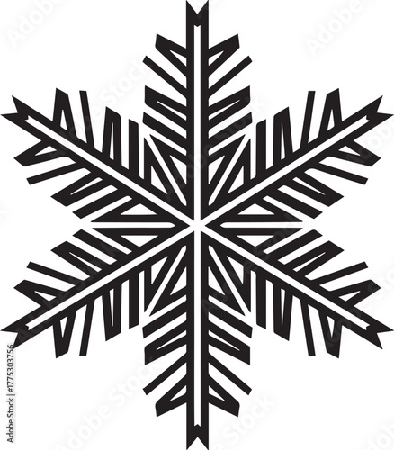 Snowflake Silhouette Icon – Winter and Christmas Decoration Design for Seasonal Artwork