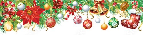 Christmas Garland Banner with Festive Decorations 