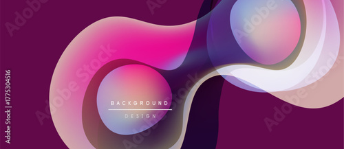 Abstract fluid shapes, vibrant colors, modern design. Gradient background creates dynamic visual effect. Smooth curves, elegant composition.