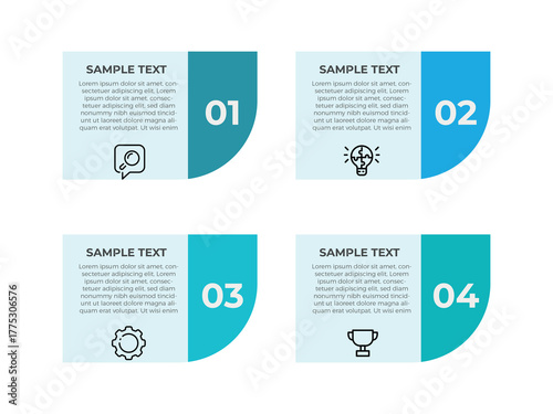 4 Steps business data visualization timeline process infographic template design with icons