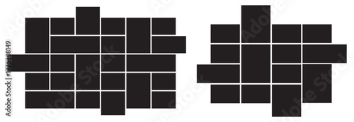 Collage blank frame photo part or picture. Vector blank for scrapbook don't forget notes.  Vector photo frame mockup on white background. Vector illustration.