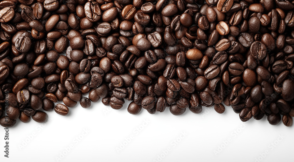 Naklejka premium Roasted coffee beans - Close-up - Aromatic richness
