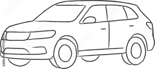 Compact sedan side view closed doors outline