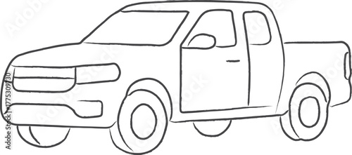 Pickup truck side view single cab outline