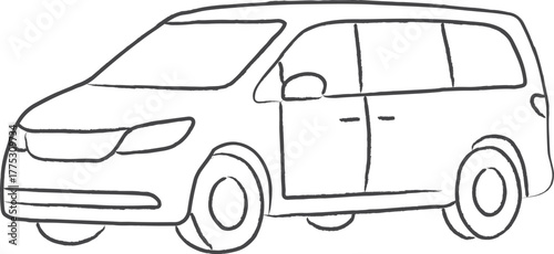 Minivan side view outline with sliding door seam