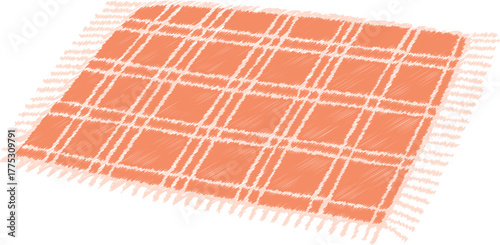 Checkered picnic blanket top view