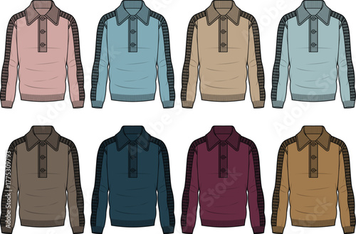 Variety of Polo Shirts with Striped Detailing Illustration