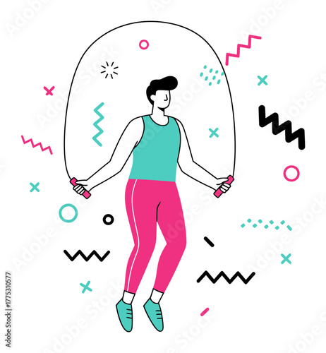 Minimalist Jumping Rope Illustration for Cardio Exercise