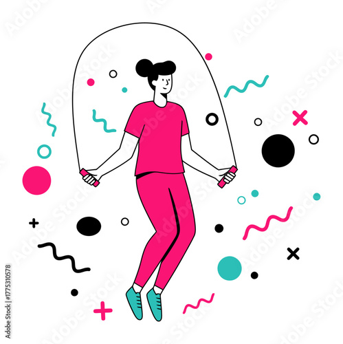 Minimalist Jumping Rope Illustration for Cardio Exercise