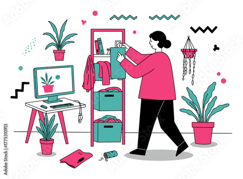 Minimalist Home Organization Flat Vector Illustration