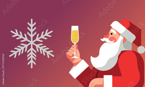 Santa toasting with champagne in a cheerful Christmas celebration vector artwork