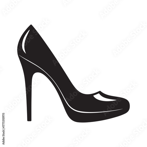 Black and White High Heel Shoe Silhouette Vector