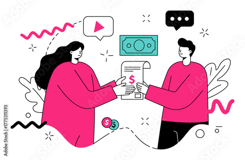 Direct Deposit Notification Illustration, Minimalist Flat Vector Art