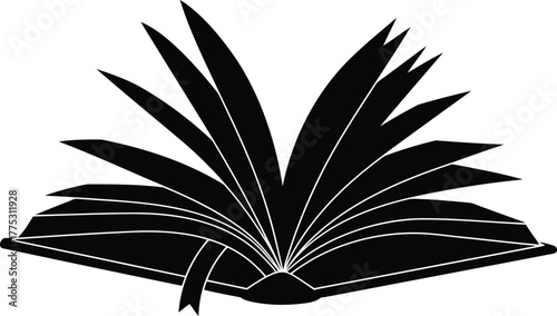 Open book silhouette knowledge education learning wisdom concept vector