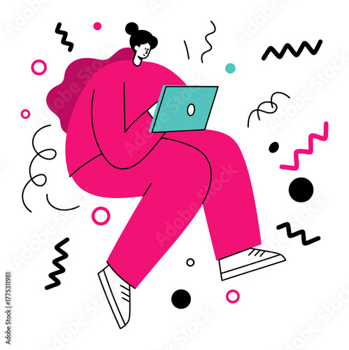 Minimalist Flat Vector Illustration of Person Taking Mental Health Break