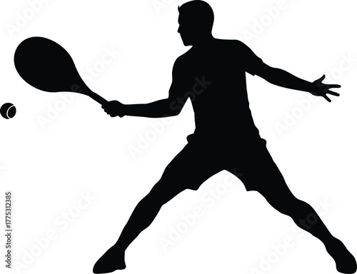 Dynamic tennis player silhouette action shot athlete sports silhouette vector