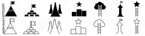 Success icon vector set. Successful business illustration sign collection. Winner symbol. strategy logo.