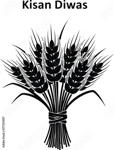 Wheat sheaf illustration for Kisan Diwas celebration with grain bundle