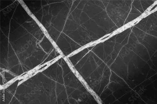 Abstract dark grey marble surface with white veins and lines forming a dynamic pattern, high detail natural stone texture background Vector