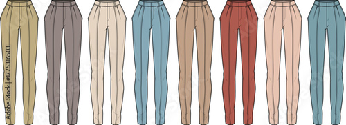 Fashionable collection of women's relaxed fit trousers, showcasing a versatile palette of colors suitable for diverse styles and casual wear