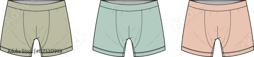Variety of colorful boxer shorts illustrations, perfect for fashion, clothing, apparel, and design concepts