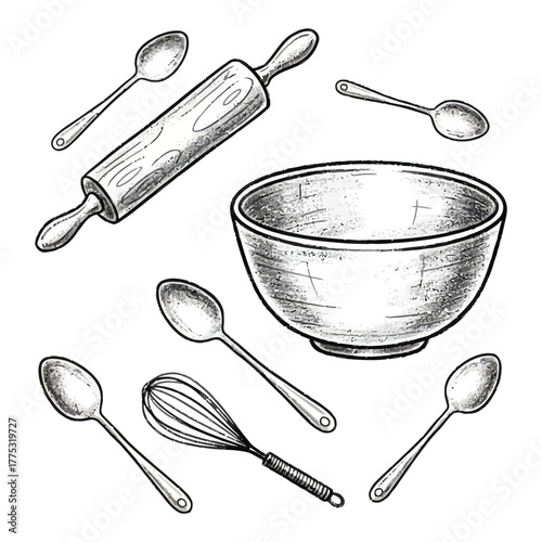 Baking utensils and bowl