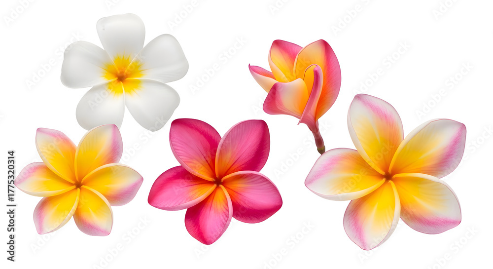 Naklejka premium Exotic Frangipani Flowers A Tropical Bloom Collection