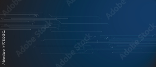 Bild auf Leinwand Abstract Blue Circuit Board Lines and Dots Background vector