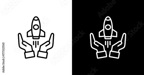 Start Up  White Icon Set Design