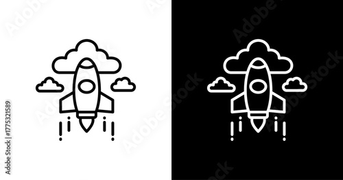 Rocket  White Icon Set Design