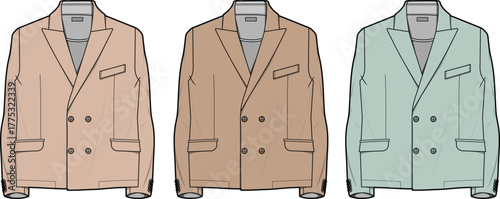 Stylish Men's Double-Breasted Blazer Collection in Neutral Colors