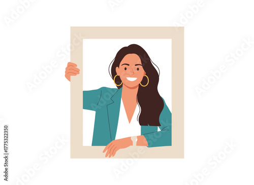 Joyful, inquisitive figure peeks from behind a wall, searching for something; a smiling woman watches and spies, embodying curiosity in a flat vector illustration set against a white background
