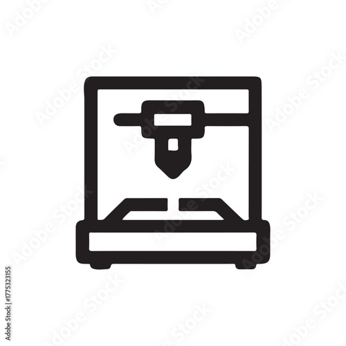 Precision in Creation: A minimalist graphic of a 3D printer in action, a symbol of innovation and the power of modern technology. 